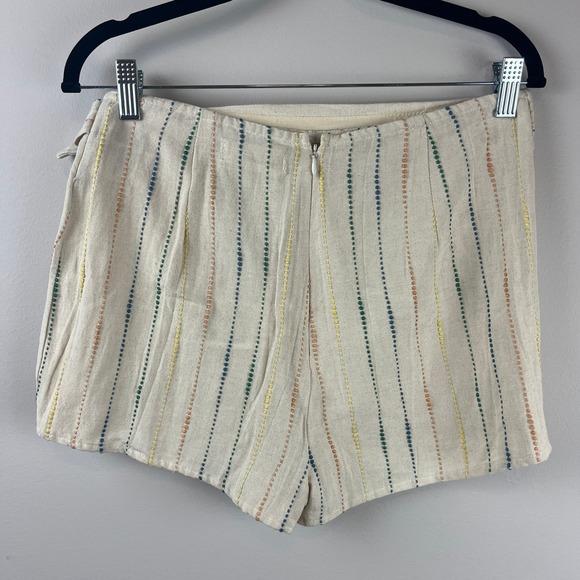 Urban Outfitters Tan Green Striped Wrap Front Ring Detail Skort Medium - Picture 2 of 4